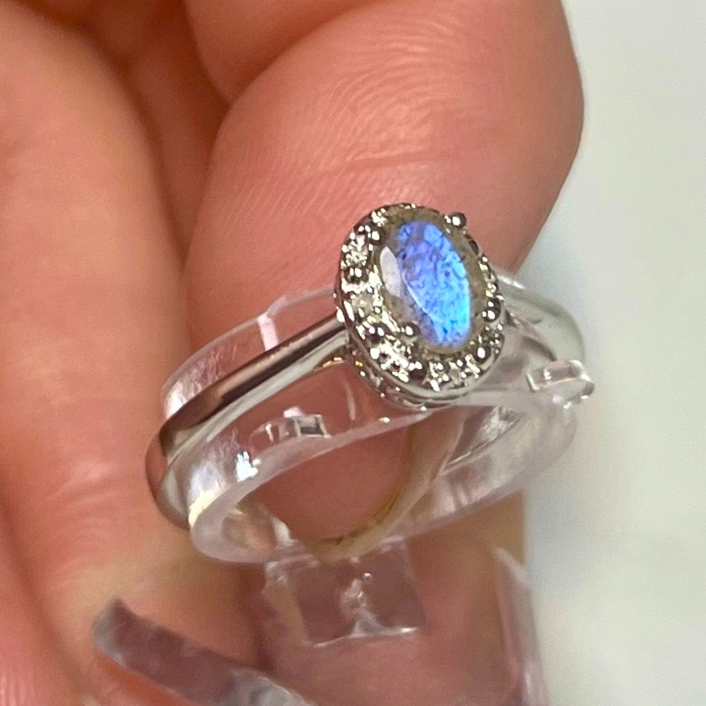 MACYS. Labradorite and Diamond Accent Sterling Silver Ring, Size 6 & 8 Available